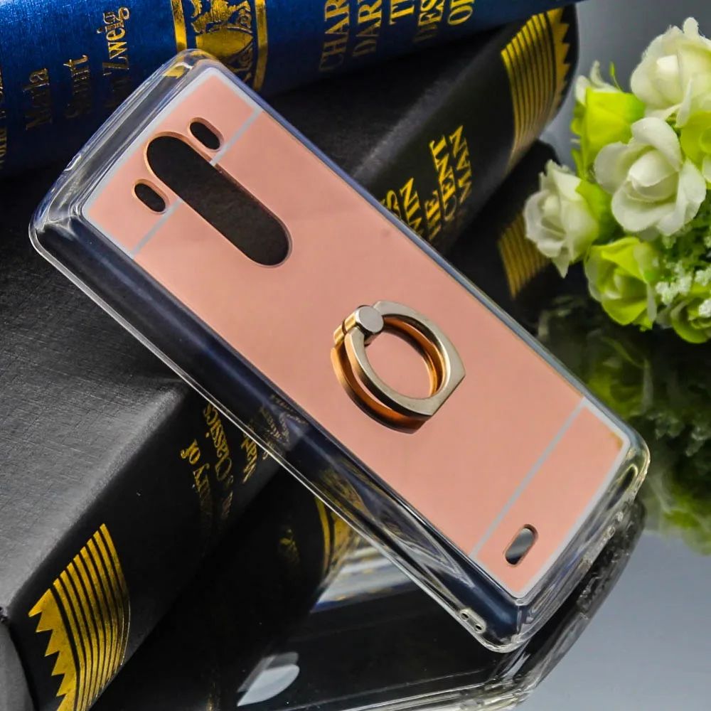 Роскошная мягкая задняя крышка для TPU LG V10 V20 G3 G4 G5 G6 Зеркало чехол телефона кольцо
