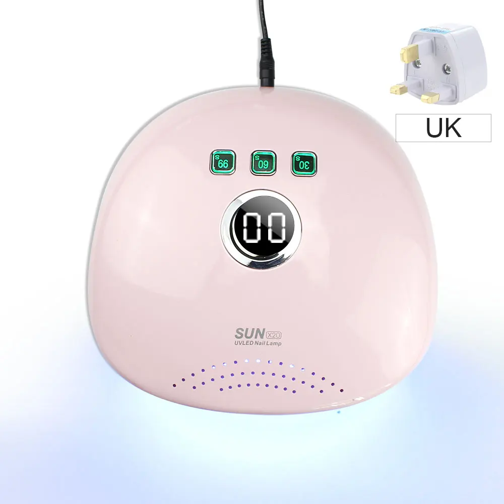 NOQ Max48W Lampara светодиодный маникюрный профессиональный УФ-светильник для ногтей сушилка 24 светодиодный s для гель-лака лечебная лампа Инструмент для дизайна ногтей - Цвет: Pink UK Plug