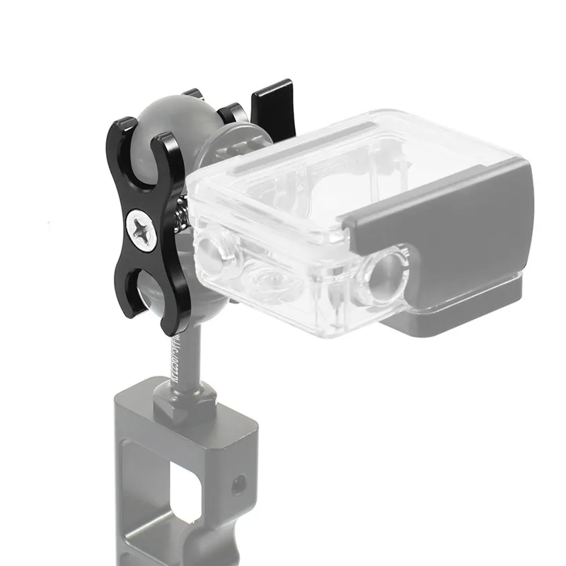 Aluminum CNC 2-Hole Diving butterfly clip Clamp Light Arm Ball Head  Mount Adapter For Gopro Xiaomi Yi Action Camera Tripod Accessories (13)