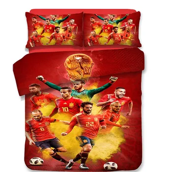 

Fashion Super cool 3D World Cup Spain Football team pattern bedding sets Quilt Duvet Cover pillowcase Twin full Queen King size
