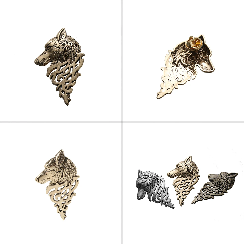 Vintage punk wolf badge brooch