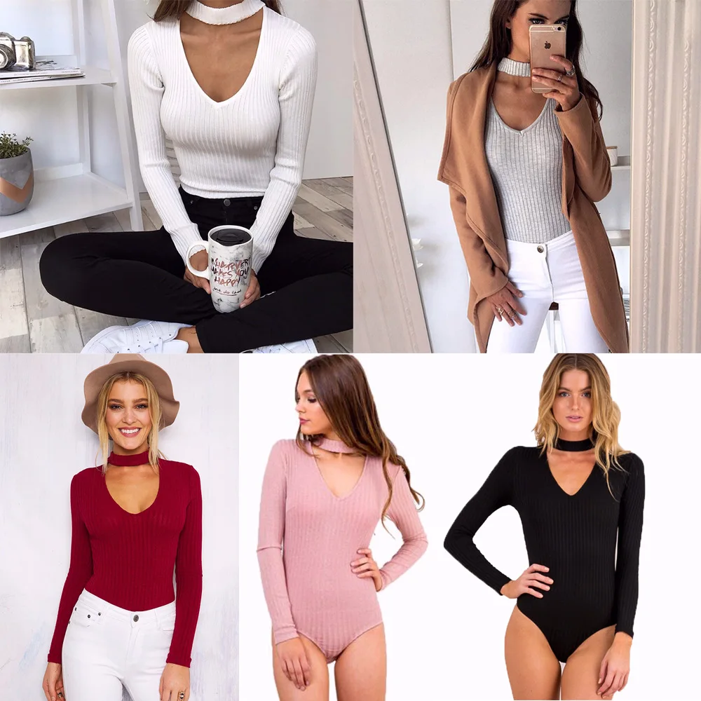 Autumn Femme Body Solid Color Cotton Long Sleeved Sexy