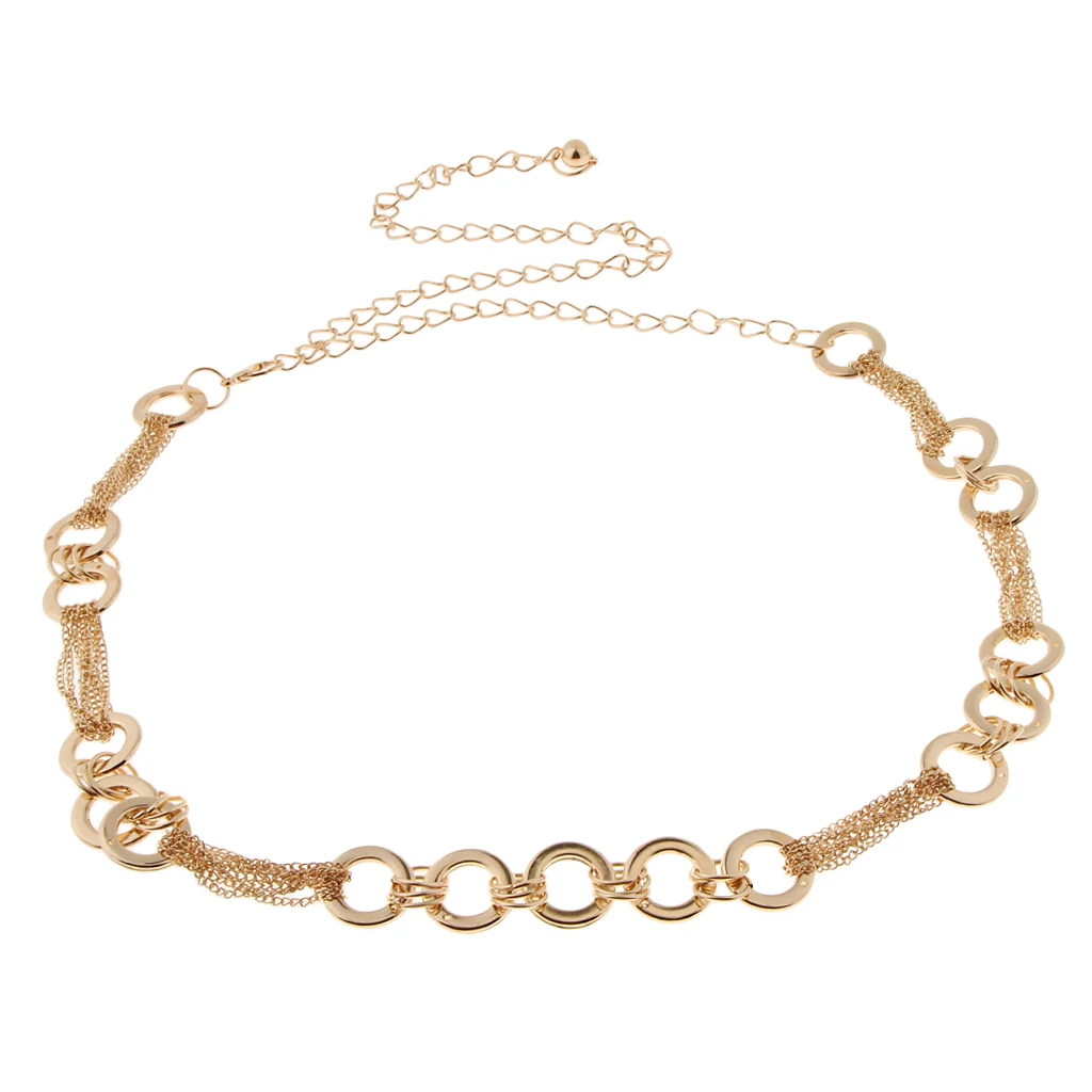 Metal Designer Luxury Waistband Gold Rings Chain Stretchy Strap Waist Women's Belt
