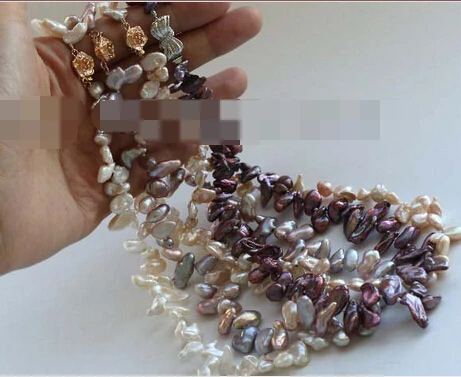 

Jew3116 wholesale 4pieces Natural 13mm Baroque Reborn Keshi Petal Pearl Necklace AAA