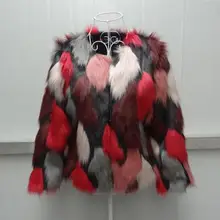 Xs/6Xl женская зимняя осенняя куртка из искусственного меха, имитация смешанных цветов, большой размер, элегантная женская верхняя одежда из искусственного меха J2369