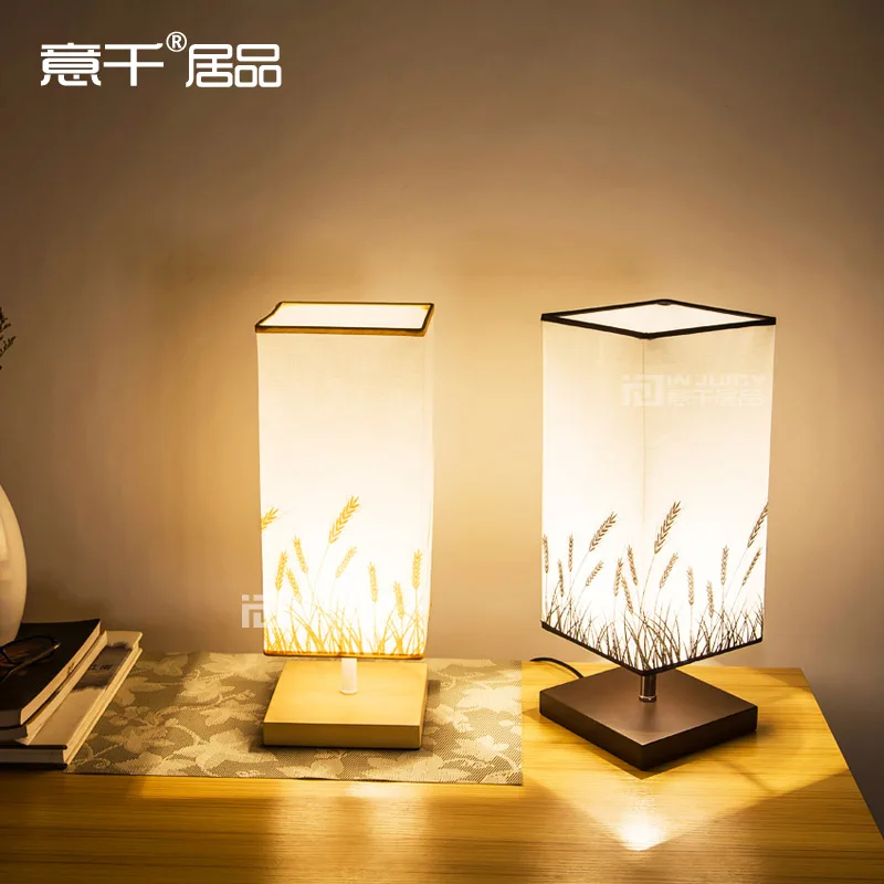 Us 37 05 5 Off Simple Nordic Designs Mini Cloth Art Shade Table Lamp Bedroom Study Desk Light Wood Light Cafe Bar Coffee Shop Store Restaurant In