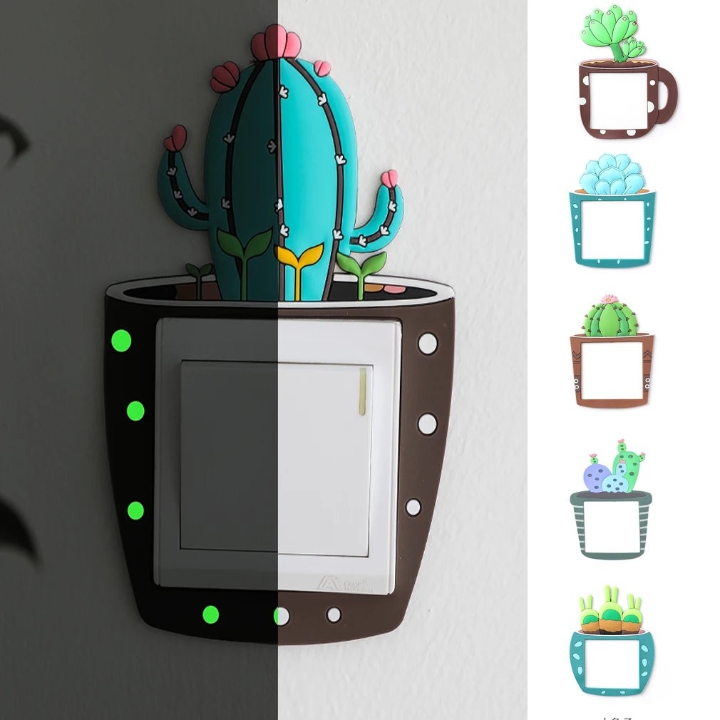 Faroot Fashion Cute Cartoon Home Luminous 3D Switch Wall Stickers Night Light Bedroom Fluorescent Sticker | Дом и сад