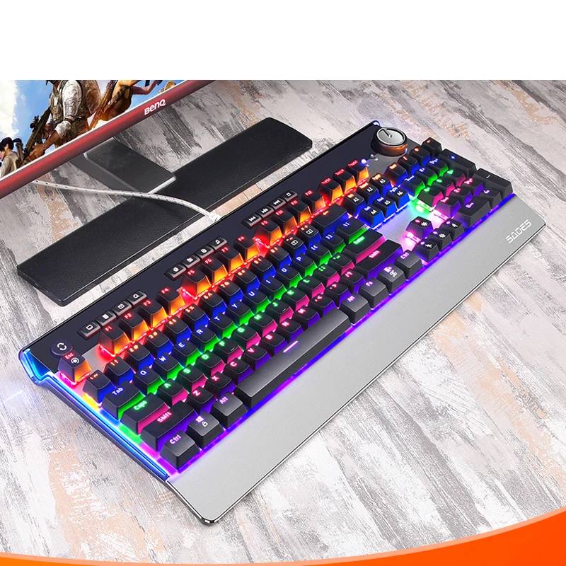  SADES Professional Esports Mechanical Keyboard Blue Switch Big Hand Support Game Keyboard LED Backl