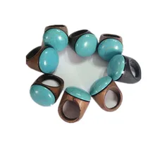 pcs design christmas gift jewelry Big good wood Green blue Gem Ring Restoring Ancient