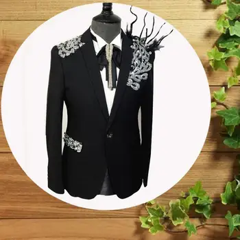 

men suits designs chinese style stage costumes for singers men sequin blazer dance clothes jacket star style formal dress punk