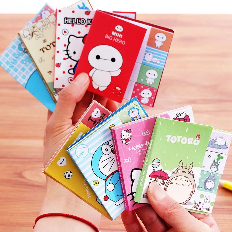 

2018 New 1pcs Cute Cartoon Totoro Hello Kitty Doraemon Baymax Self-Adhesive Memo Pad Sticky Memo Pads Lovely Cat Bear Sticker