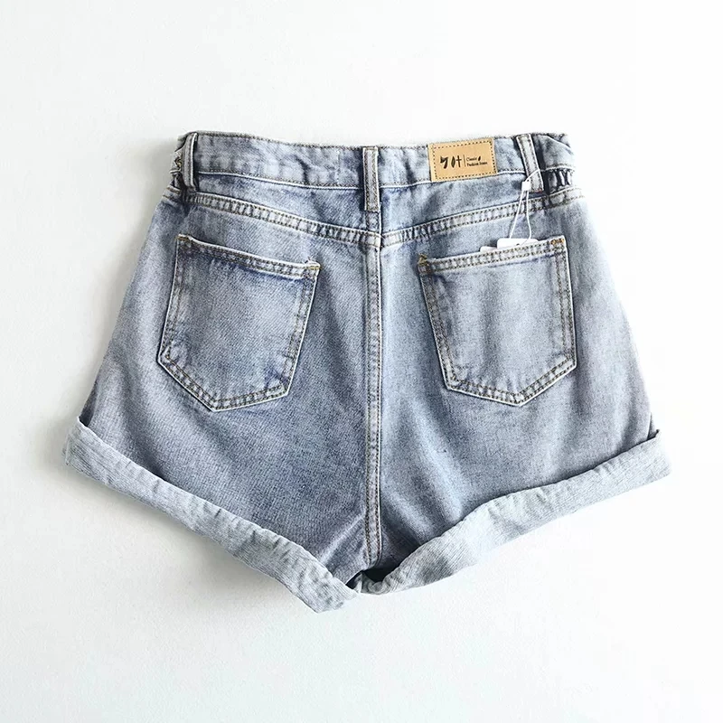 2018 летние женские джинсовые шорты с высокой талией эластичные синие повседневные хлопковые уличные джинсовые шорты больших размеров 33 34 36