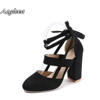 

2020 summer new hot women fashion Square heel Round Toe High heel pumps female Sexy ladies shoes women pink size 34-43 f048