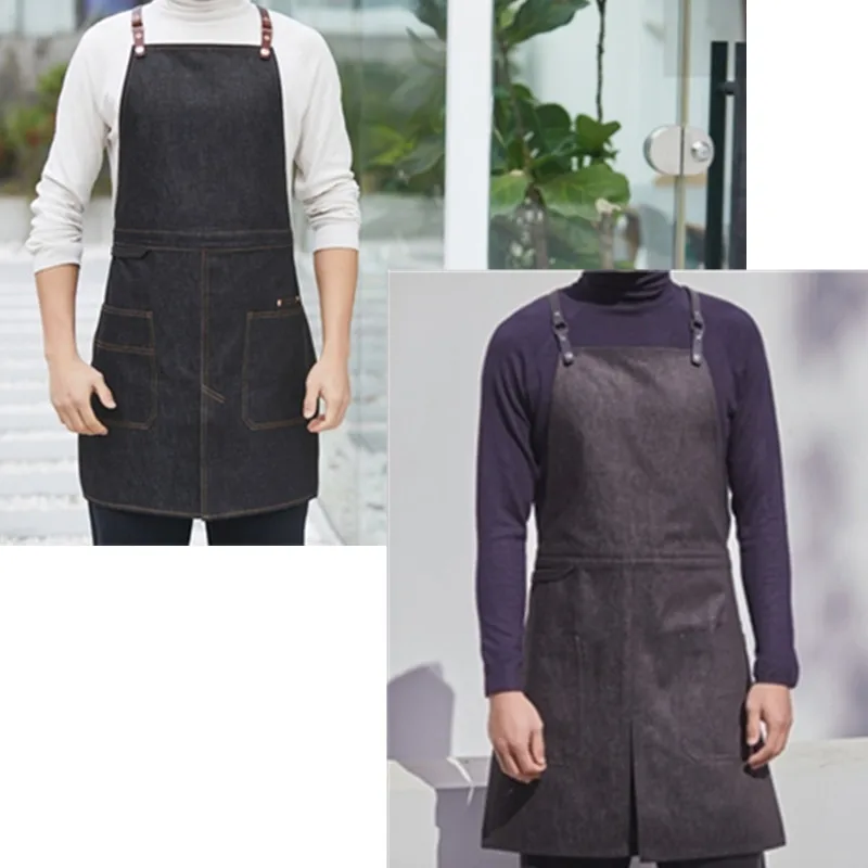 Black Denim Split Leg Apron D97-8