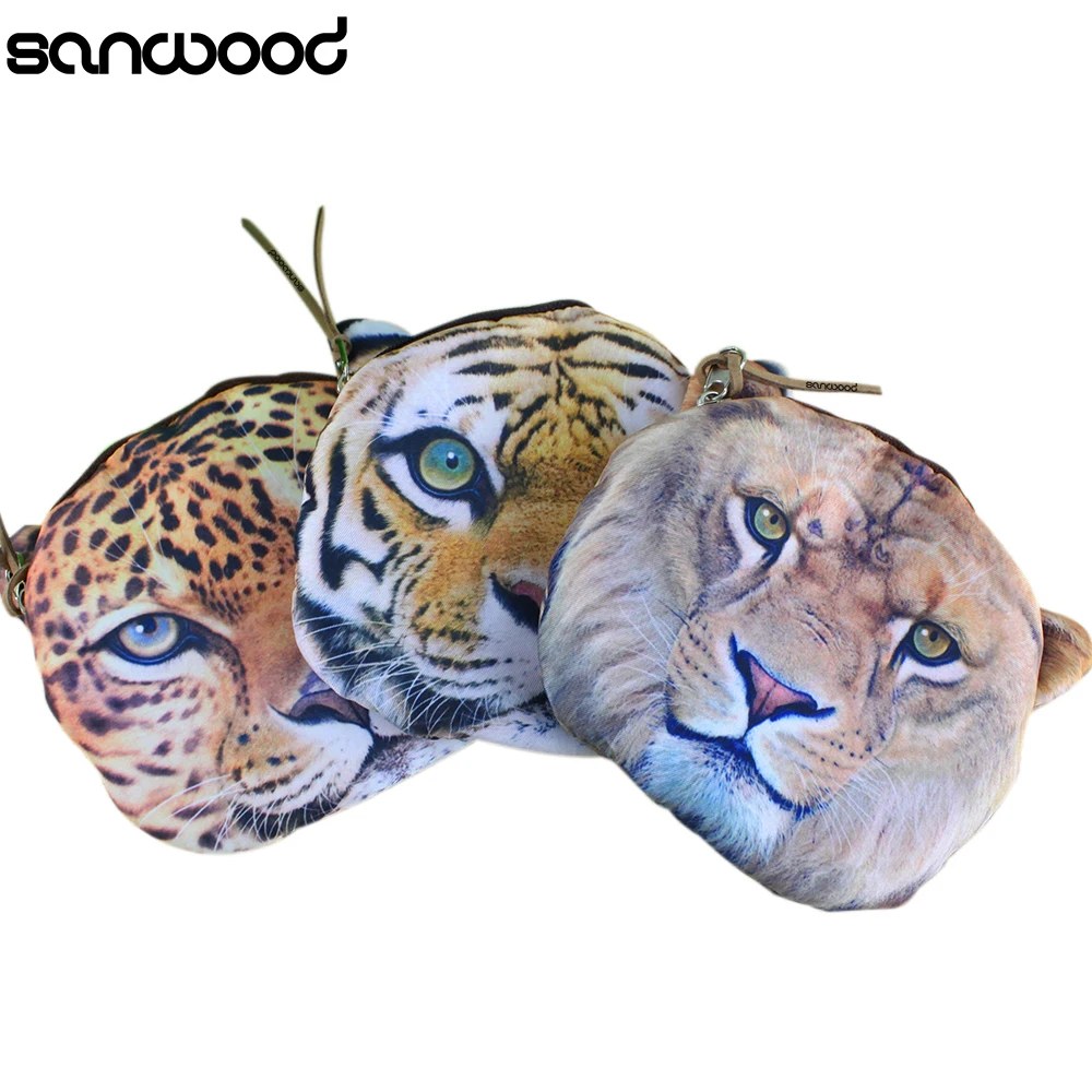 

Coin Purses Women Purse for Coins Children's Wallet Kids Wallets 3D printing lions animal face cute small zipper bag Carteira
