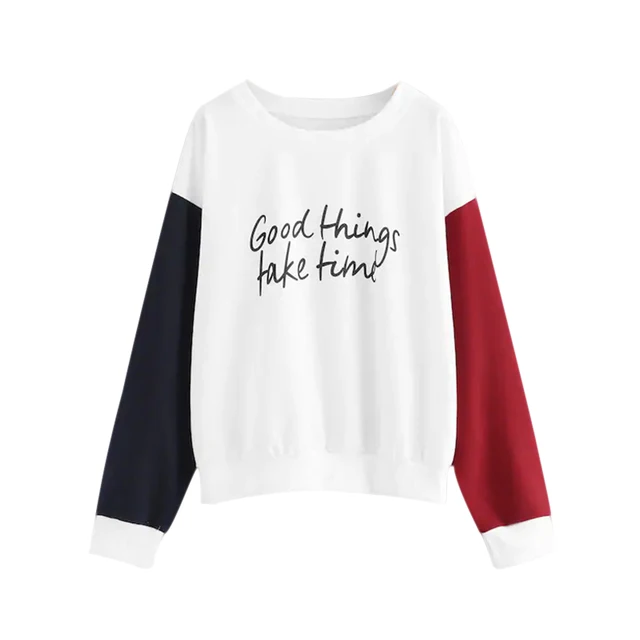 2018 New Women Lady Top Sweatshirt Round Collar Long Sleeve Printing