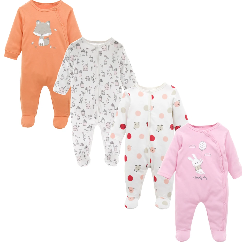 Комбинезоны с длинными рукавами для маленьких девочек хлопковые комбинезоны