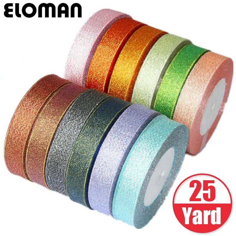 ELOMAN 20 мм 25 ярдов золотистая серебристая металлическая швейная лента для