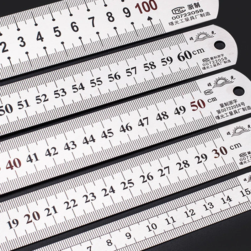 Stainless Metal Ruler Practical Metric And Inches Measurement Double