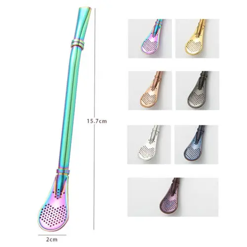

Yerba Mate Drinking Straw Tea Filter Spoon Bombilla Stainless Steel Washable