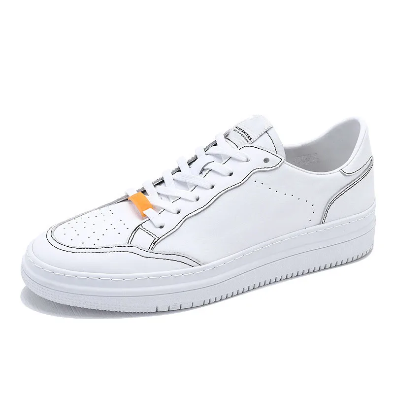 

spring men's leisure white sneakers thick real leather British men's shoes men casual natural leather loafers all-match cowhide