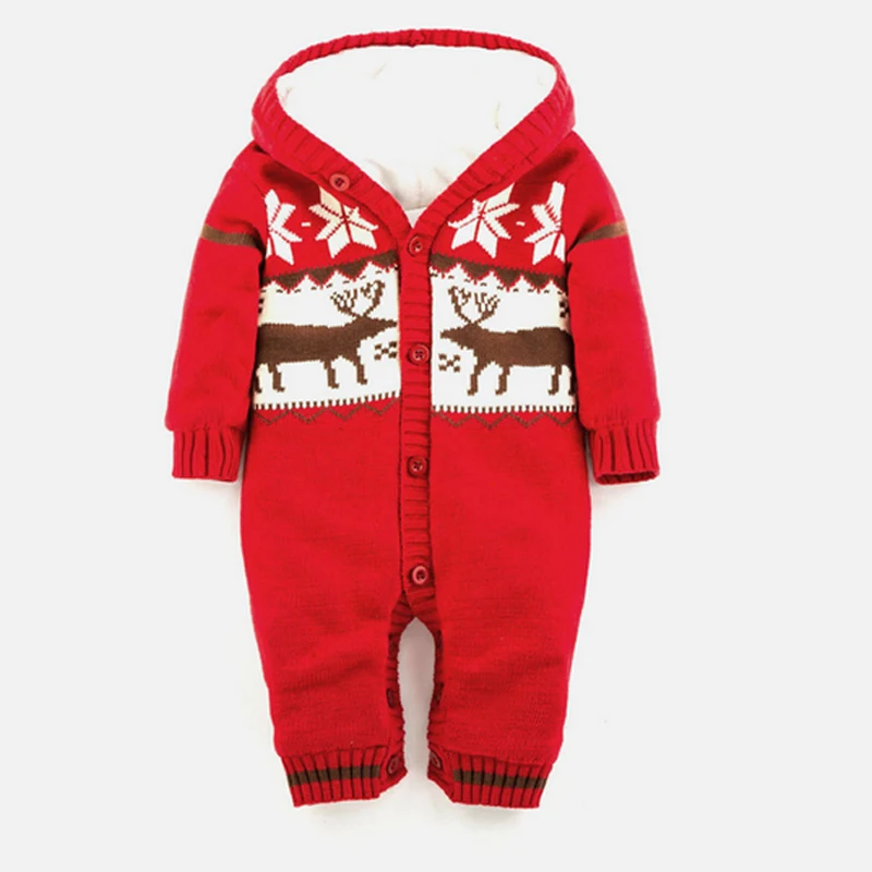 

Christmas Elk Thickening Autumn And Winter Warm Soft Romper Kids Cotton Fashion Climb Clothes TST0035