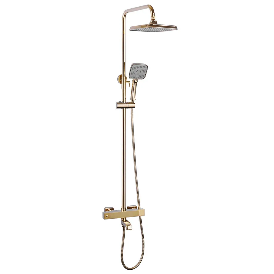 

all copper gold shower head constant temperature multi-function wall shower shower nozzle set Thermostatic Faucets