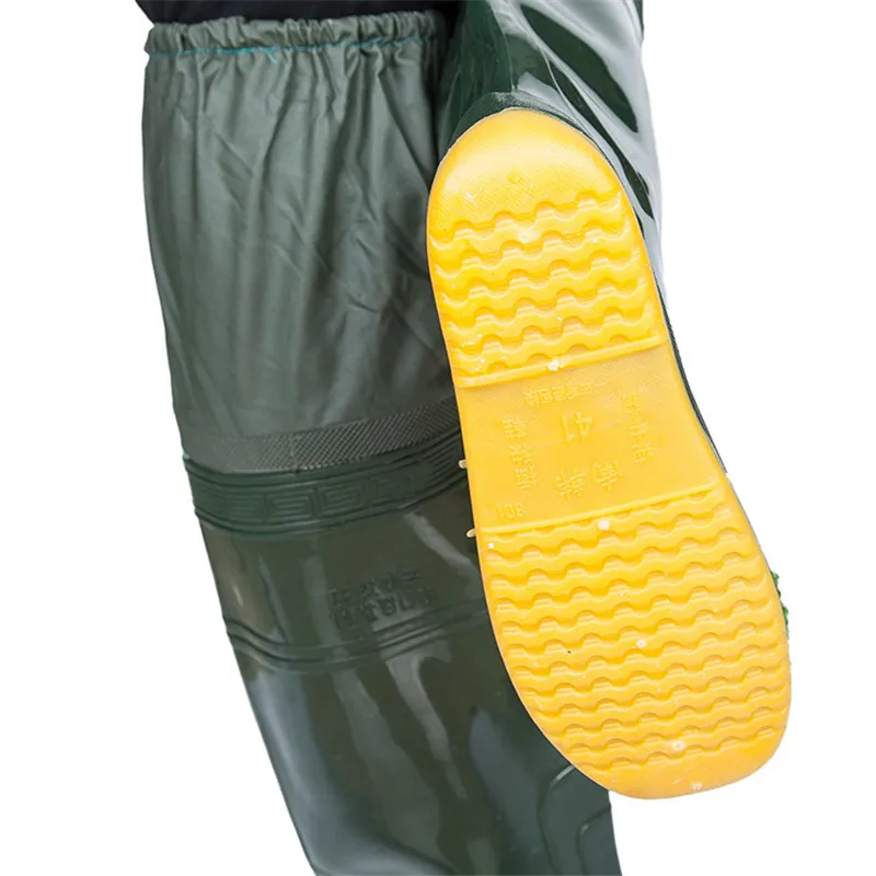 Lightweight PVC Fishing Waders Boots 360% Rotated Soft Sole Fishing Waders Boot Unisex Elastic Belt PVC Overknee Fishing Waders