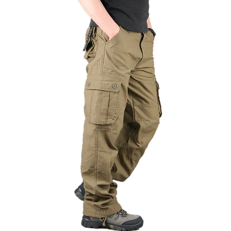 

Autumn Men's Cargo Pants Casual Mens Pant Multi Pocket Military Overall Men Outdoors High Quality Long Trousers 30-44 Plus size