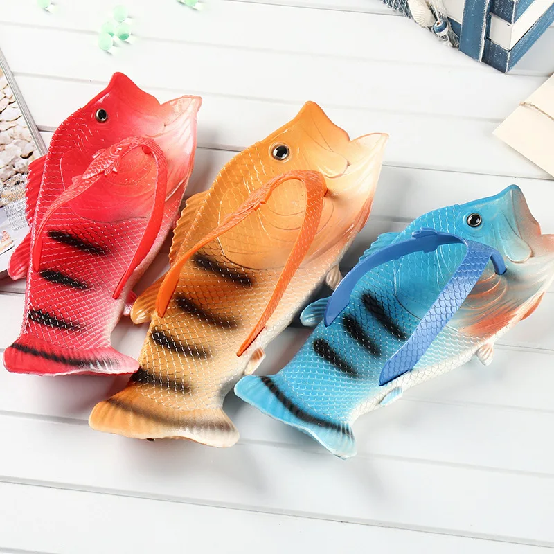 

Fish Slippers women Summer Flip Flops 2018 New Beach colourful Couple Sandals Fashion Slides Open Toe Children's Slippers 24-45