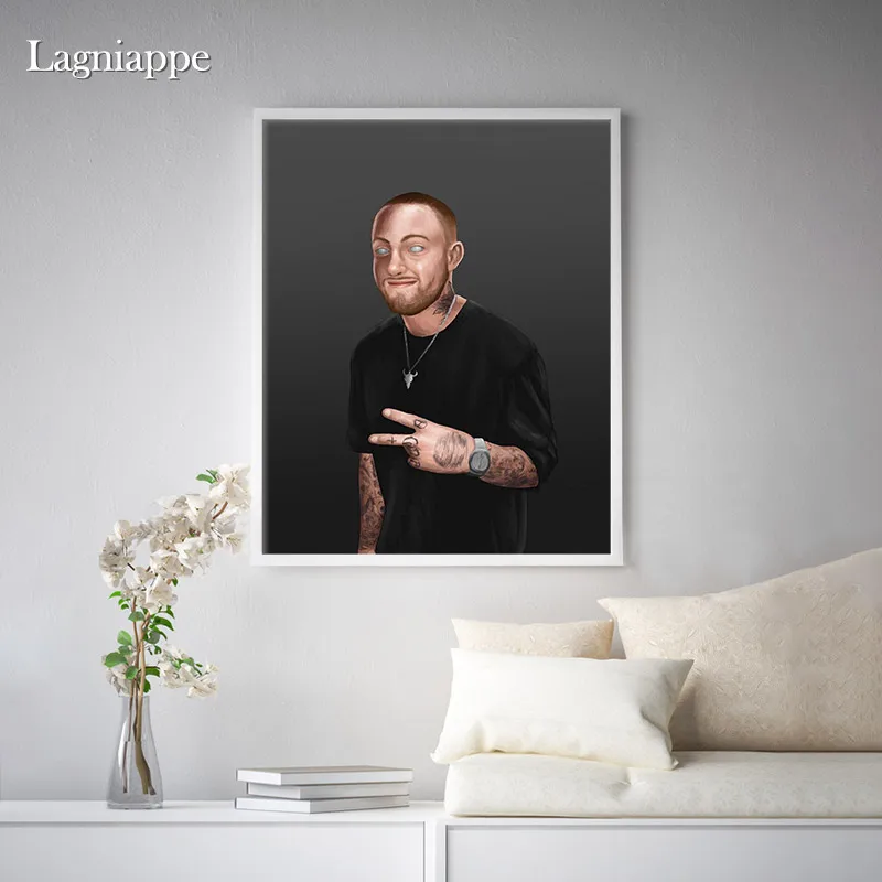 

Mac Miller portrait hiphop rapper black white Home living Room Bedroom Decor Print Poster Picture Painting Wall Art Canvas