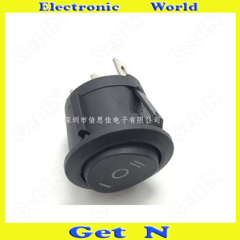 

100pcs KCD1-105 6A/250V 23*20MM Rocker Switches 3P 3Files Power Round Button Switch Black