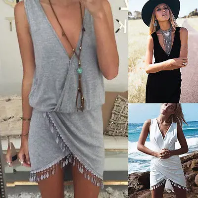 

Summer Sexy Women Boho Sleeveless Party Evening Casual Mini Beach Dress Fashion Hot Sell