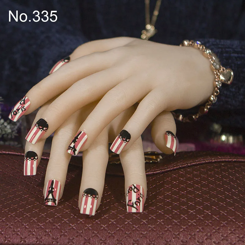 JQ модное изделие 24 шт./компл. квадратный милый невесты накладные ногти 61 Стиль для французского маникюра дизайн ногтей поддельные накладные ногти, полного покрытия, накладные ногти - Цвет: 335