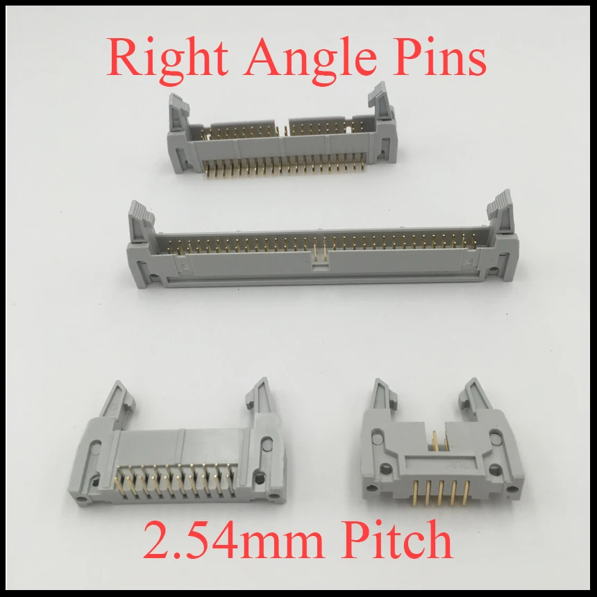 

DC2 26P 30P 34P 40P 26 30 34 40 Pins 2.54mm Pitch Grey 90 Deg Right Angle Ejector Header Connector Male PCB IDC Horn Socket Box