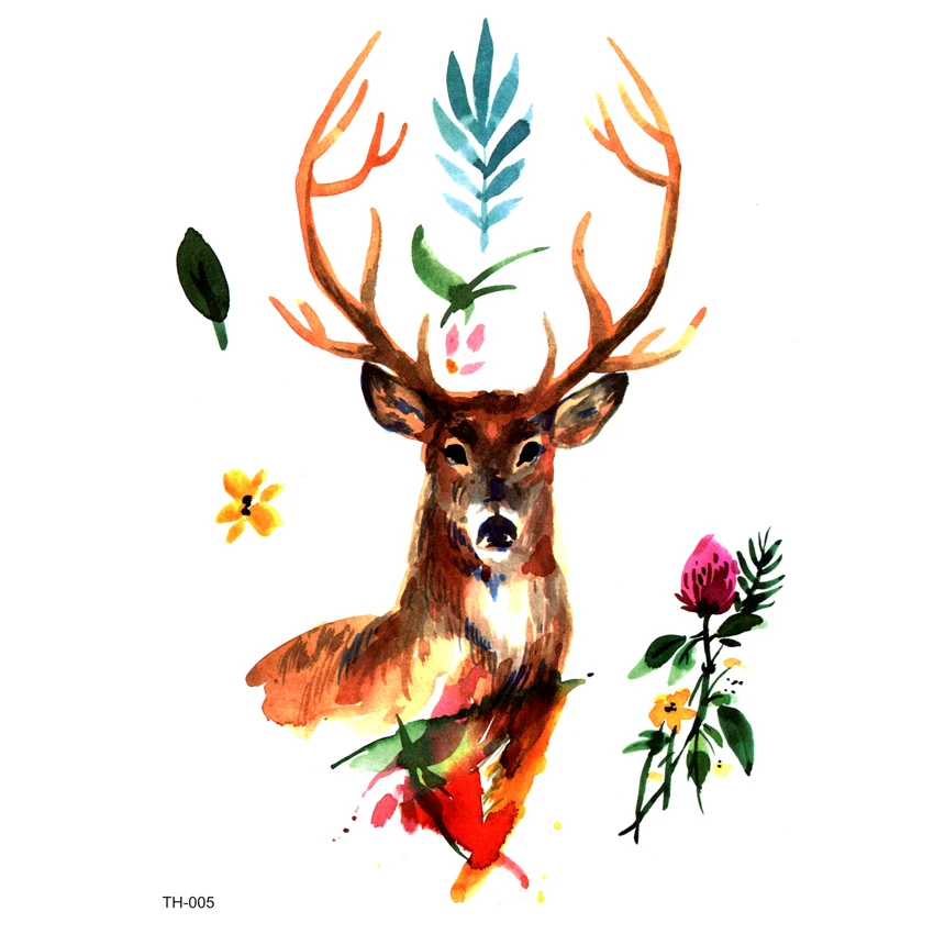 

5pcs Beauty Deer Waterproof Temporary Tattoo Sticker Tatoo Tatouage Temporaire Femme Henna Tattoos Festival