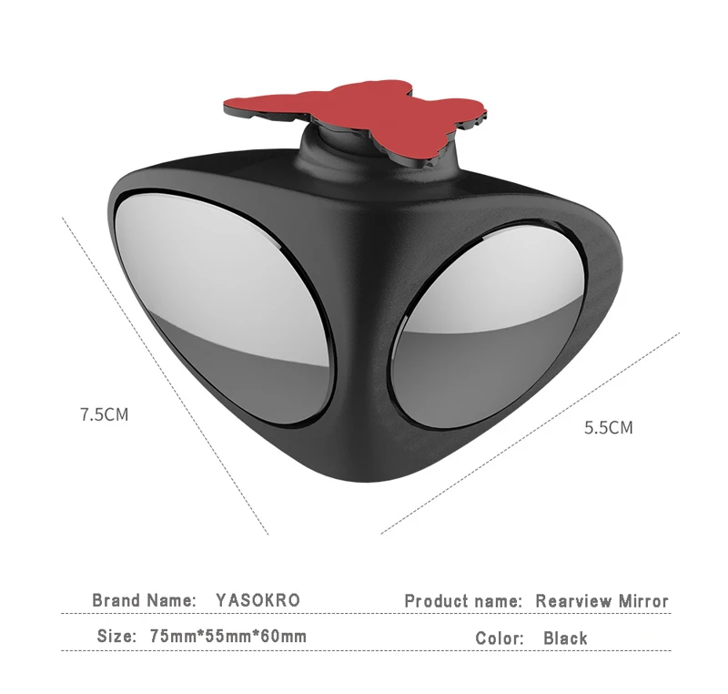 YASOKRO Автомобильное Зеркало для слепых зон, широкоугольное зеркало, 360 вращение, регулируемое выпуклое зеркало для безопасности, Парковочное правое зеркало заднего вида