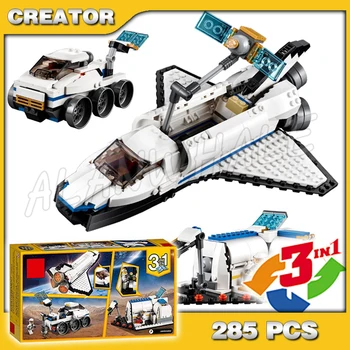 

285pcs 3in1 Creator Space Shuttle Explorer Moon Station Rover 3118 DIY Model Building Blocks Toys Bricks Compatible with Lago