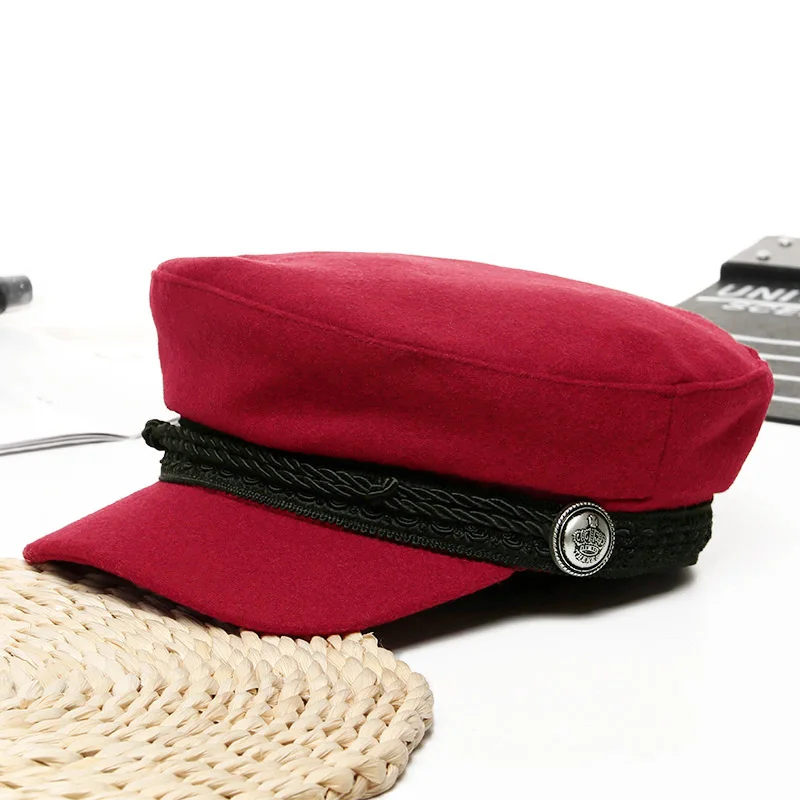 Women Baseball Cap Hats For Women Winter Octagonal Fashion French Wool Baker's Boy Hat Cap Female Black Streetwear Caps