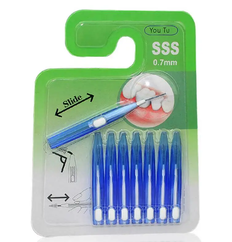 8pcs/pack Interdental Brush 0.7mm Toothbrush Orthodontic tooth Brush Long Handle Toothpicks