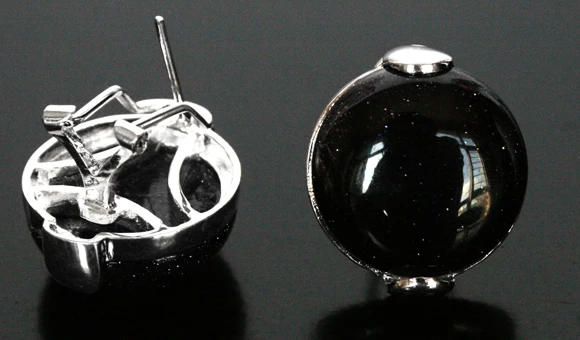 

simple style 925 Silver 18mm blue sand stone Stud Earrings 5.29