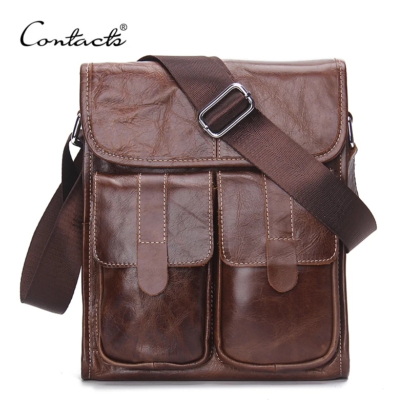 2016 New Genuine Leather Men bags Fashion Brand Designer Handbags Shoulder Vintage Retro Cow Bags Men Messenger Bags Briefcase