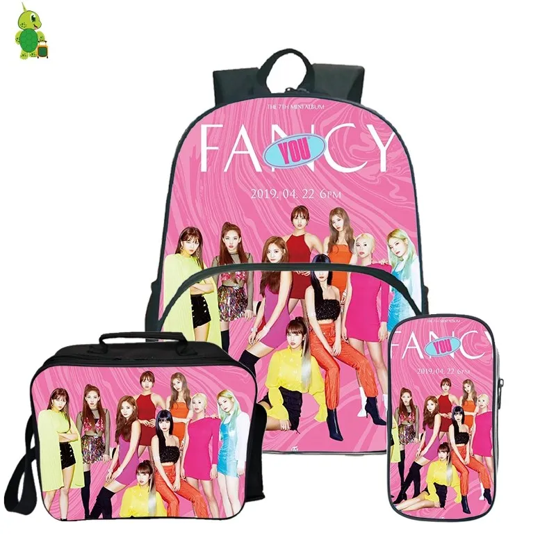 Kpop Twice Fancy You рюкзаки школьные сумки для книг подростков мальчиков девочек Mochila рюкзак для ланча Дети Путешествия Рюкзак с пенал