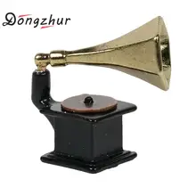 Dongzhur 1:12 мини-модель фонографа Миниатюрный Кукольный Домик из сплава для умственного 1:12, кукольный набор для украшения дома
