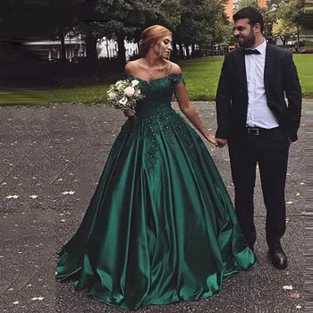 

Long Floor Length Formal Dress Robe De Soiree Elegant Green Satin Evening Dresses Ball Gown Lace Sweetheart Evening Gowns