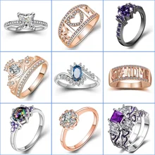 Women Fashion Zircon Crystal Ring Creative Gem Ring Wedding Banquet Couple Finger Ring Jewelry Women Fashion Zircon Crystal Ring Creative Gem Ring Wedding Banquet Couple Finger Ring Jewelry