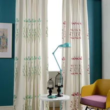 Modern contracted style cotton embroider clean curtain adornment living room bedroom curtain tonal custom colour