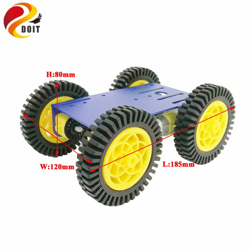 Умный робот RC автомобильный комплект с 2 мм алюминиевым шасси, 4 шт TT Мотор, 4 шт 80 мм резиновое колесо для проекта Arduino