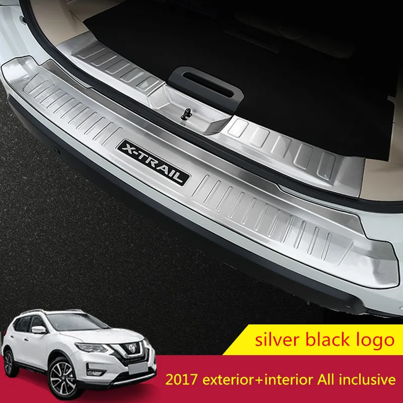 black logo 2pcs Для Nissan X-trail X trail T32- задняя защита багажника Декоративная полоса задняя дверь украшение яркая полоса автомобильные аксессуары - Цвет: black logo 2pcs