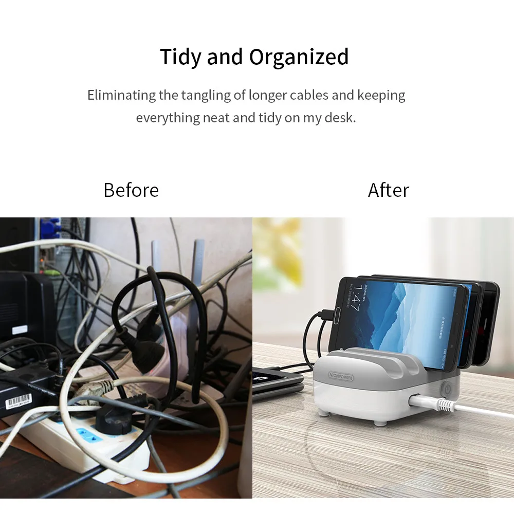 Многопортовое зарядное USB устройство NTONPOWER док станция настольное для Мобильный